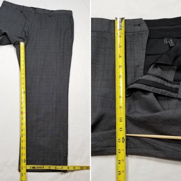 THEORY Jake W U_ Steep Twill Plaid Wool Dress Pants 5619E1M - Picture 9 of 12
